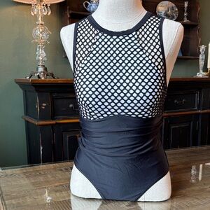 Black Mesh one piece Swimsuit